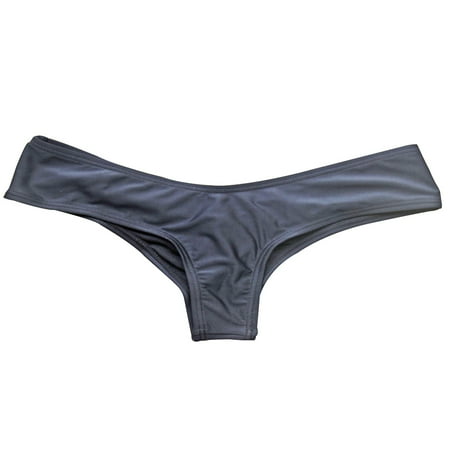 Fusipu Women Sexy Ruched Solid Color Bikini Bottom Swimwear Hipsters Thong Beachwear