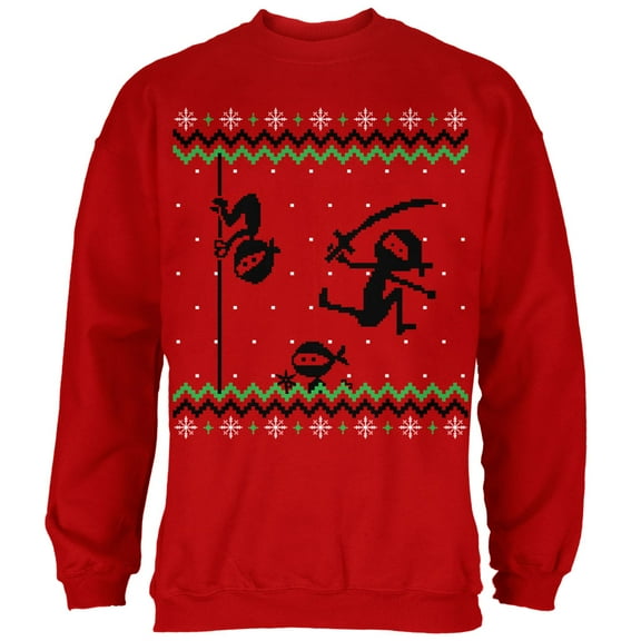 Old Glory Mens Ninja Ninjas Attack Ugly Christmas Sweater Long Sleeve Sweatshirt