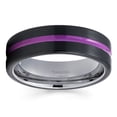 thumbnail image 2 of Purple Tungsten Wedding Band Black Tungsten Ring Anniversary Ring Men & Women Gunmetal Ring Tungsten Wedding Band, 2 of 2