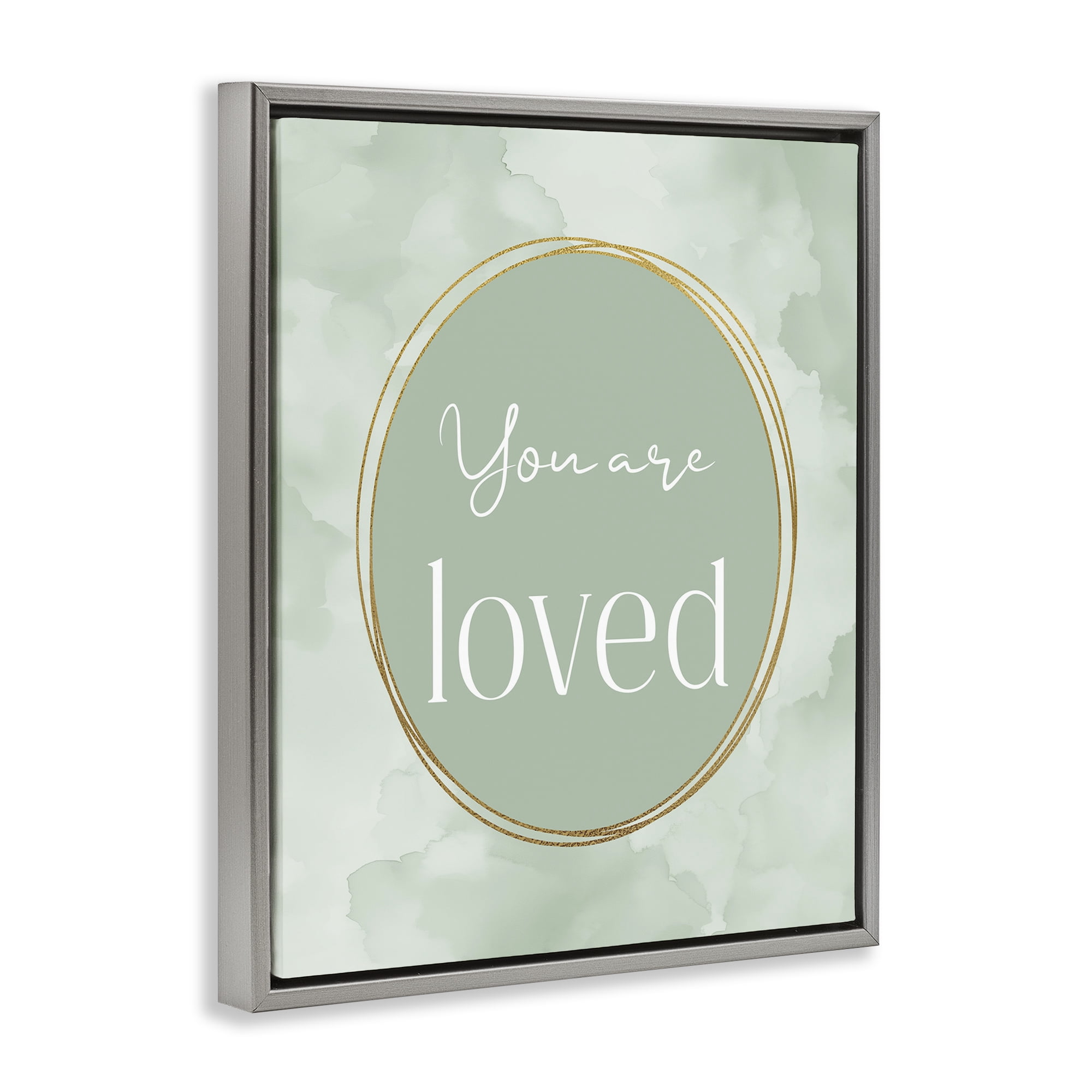 Stupell Industries Green Golden Affirmation Gray Framed Floater Canvas Wall Art, design by Christine Simpson Art