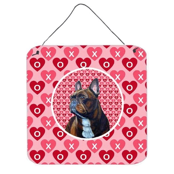 French Bulldog Valentines Love And Hearts Aluminium Metal Wall Or Door Hanging Prints