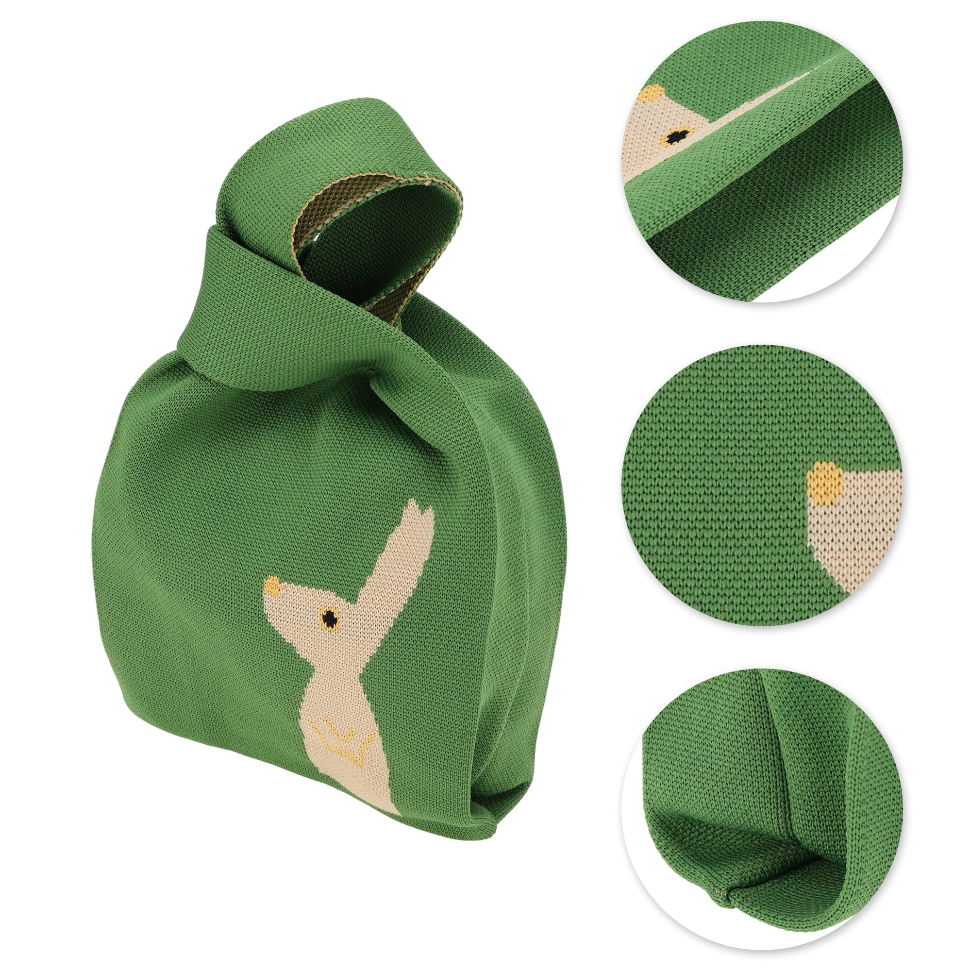 Unique Bargains Stylish Animal Pattern Knitted Wrist Bag for Everyday Use Green