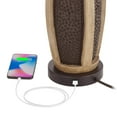 thumbnail image 4 of John Timberland Parker Rustic Farmhouse Table Lamps 28 1/2" Tall Set of 2 Hammered Bronze Wood with USB Charging Port Oatmeal Tapered Drum for Bedroom, 4 of 9