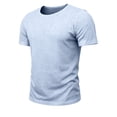 thumbnail image 5 of FINALGANG Mens Scoop Neck Short Sleeve Tee Soft Stretchy Relaxed Fit Plain Solid Color Everyday Basic Casual Top Versatile TShirts Blue M, 5 of 7