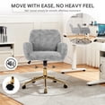thumbnail image 5 of PAPROOS Vanity Chair with Back, Adjustable Swivel Makeup Desk Chair with Wheels and Arms, Fluffy Home Office Task Chair with Artificial Rabbit Hair for Bedroom, Dorm, Study Room, Gray, 5 of 9