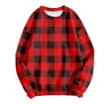 thumbnail image 4 of Christmas Plaid Printed Sweatshirts for Women Trendy Round Neck Long Sleeve Drop Shoulder Pullover Tops Ladies Casual Work Stylish Outfits Xmas Holiday Clothes Red XL, 4 of 4