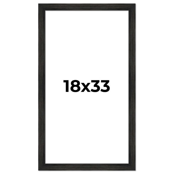 18x33 Frame Black Rustic Barnwood Solid Wood Picture Frame | 1.5 Inch Moulding Width | Includes UV