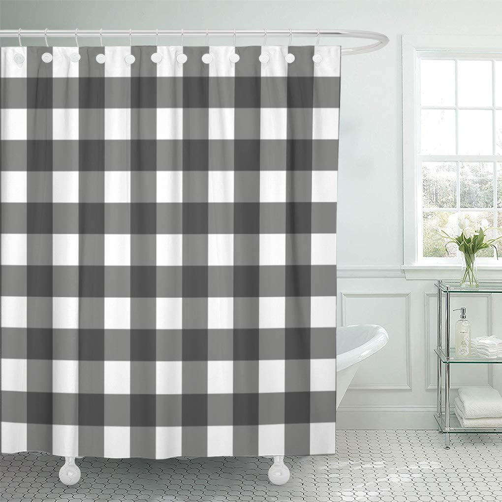 CYNLON Grey White Buffalo Plaid Check Classic Home Bathroom Decor Bath
