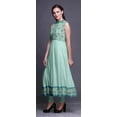 thumbnail image 3 of Bimba Pastel Mint Damask Anarkali Dress Mandarin Collar Sleeveless Kurtis for Women Print Maxi Dress X-Small, 3 of 6