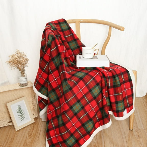 Plaid Throw Blanket, Christmas Blanket, Red And Green Double-Sided Soft Lambskin Reverse Cozy Warm Fleece Blanket For Sofa Bed Winter Decoration, Lightweight Durable Polyester 39x55 Inches