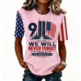 thumbnail image 4 of Women's 911 25th Anniversary Tshirt, American Flag Shirt Round Neck Short Sleeve T-Shirt, 911 Memorial Patriotic We Will Never Forget Tee, 4 of 6