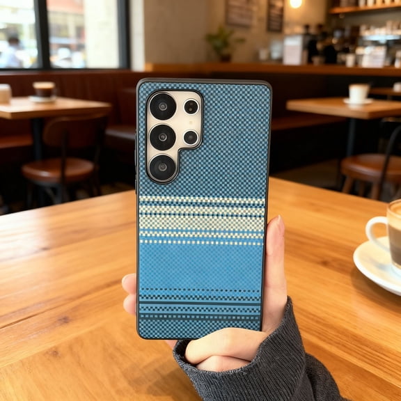 Magnetic For Samsung Galaxy A17 5G Phone Case,Gradient Fiber Pattern Back Design,Compatible with Mag-Safe,Slim Thin Anti-Scratch Protection,Shockproof Anti-fall Rugged Phone Case,Blue