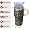 thumbnail image 3 of Bohemian Style 20oz Insulated Travel Cup with Lids & Straws, Stainless Steel Coffee Mug, Double Wall Vacuum Tumbler, Leakproof, 3 of 5