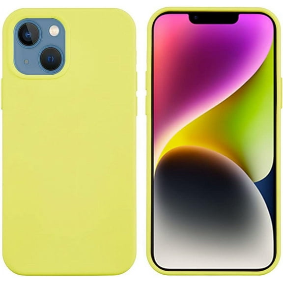 Designed for iPhone 14 Plus Case,Slim Liquid Silicone Rubber Shockproof Phone Cover Soft Anti-Scratch Microfiber Lining Protection Case for iPhone 14 Plus 2022 (Yellow)