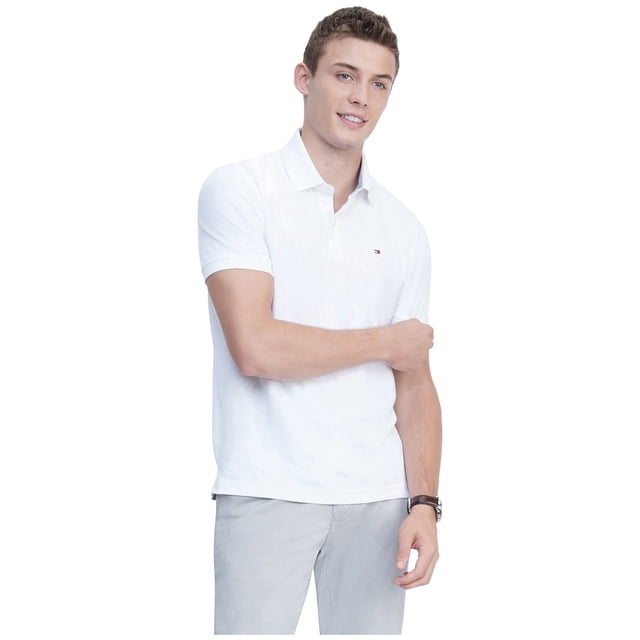 Polo Tommy Hilfiger de manga corta para hombre Fresh White
