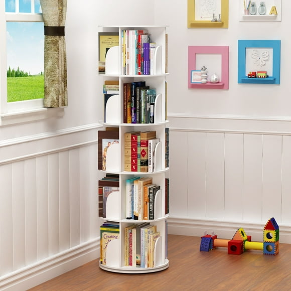5 Tier 360A° Rotating Stackable Shelves Bookshelf Organizer