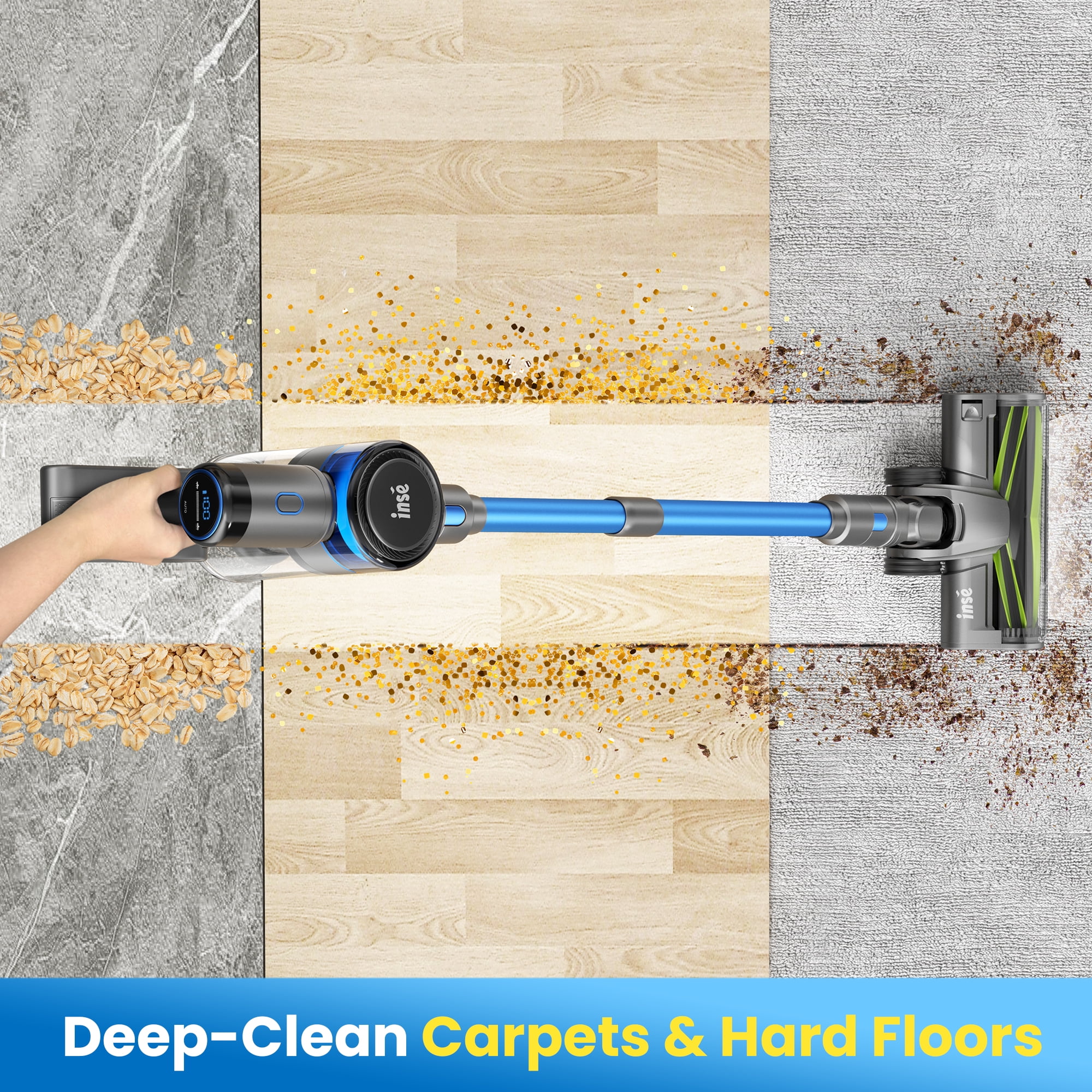INSE Cordless Stick Vacuum for Carpet Wood Floor Pet Hair