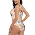 thumbnail image 4 of Gaeub Cute Ink Drawn Elephants Women's One Shoulder Ruffle Tummy Control Swimwear for Swimming Surfing Beach Party - Large, 4 of 8