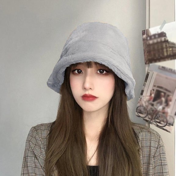 Winter Bucket Hat for Women Warm Hats Cute Warm Soft Faux Fur Fisherman Cap