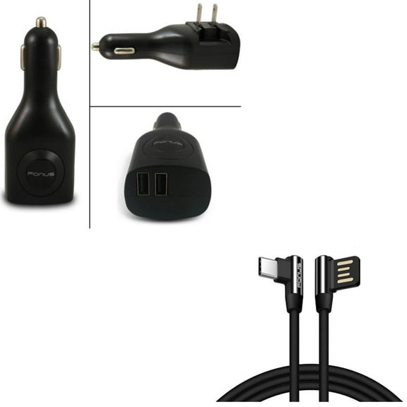 Angle USB-C Cable w Car Home Charger for Samsung Galaxy A73 5G,A53 5G,A33 5G,A13 5G,A03s Phones - 6ft Type-C Charger Cord USB-C Power, 2-Port USB 2-in-1 Power Adapter