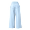 thumbnail image 4 of yunLCZ Women's Straight Leg Pants High Wa Linen Pants Women Summer Wide Leg Pants Drawstring Elastic Waist Pants High Waisted Pants Casual Beach Trousers, 4 of 4