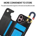 thumbnail image 6 of Feishell for iPhone 16 Wallet Case with Card Holder,Double Magnetic Clasp Back Flip Kickstand Durable PU Leather Shockproof Card Slots Protective Phone Case for Women Men,Black, 6 of 11