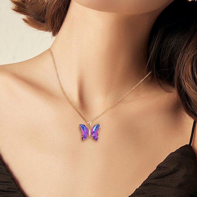 Adornos colgantes, regalos de decoración, collar de mariposas con degradado, accesorios de moda para mujer, cadena de clavícula personalizada, collar tipo A