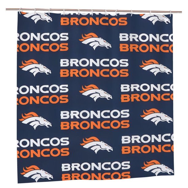 Cortinas opacas impermeables personalizadas del equipo de fútbol Broncos, cortinas impermeables, cortina de ducha para baño, cortina de ducha para el hogar antialtas temperaturas, 72 x 72 pulgadas