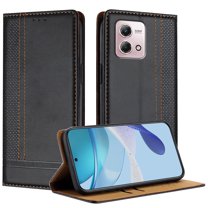 ELEHOLD Case for Moto G Stylus 4G (2023), Shockproof Faux Leather Wallet Phone Case Built-in Stand & Card Slots,Black