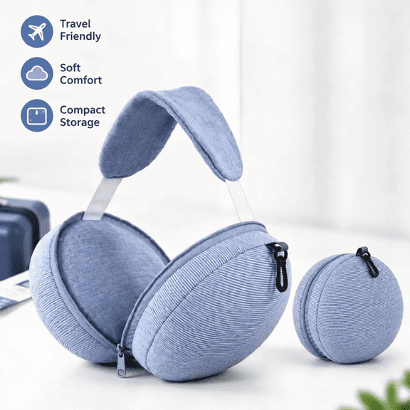 Travel Neck Pillow with Eye Mask, 2 in 1 U Shaped Pillow and Sleep Mask Set with Compact Storage Pouch for Airplane