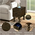 thumbnail image 5 of JERFIT 3-Piece Espresso Coffee Table Set with Drawers, Solid Pine Wood Farmhouse Rectangular Center Table & 2 End Tables, Antique Distressed Finish for Living Room, 5 of 10