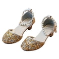 thumbnail image 5 of Staki Toddler Girl Dress Shoes Girls Sandals Glitter Wedding Party Princess Dress Shoes Flower Girl Low Heel Mary Jane Pumps for Kids Gold,12 Little Kid, 5 of 7