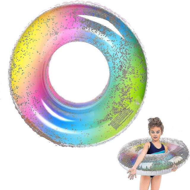 Swimming Ring For Kids, Inflatable Swimming Pool Ring, Rainbow Sequins Swim Ring, Summer Water Toy Pool Party Beach Swimming Ring For Kids_Perfect Gift