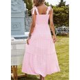 thumbnail image 3 of utcoco 2024 Women's Summer Plaid Smocked Dress A Line Tiered Long Dress, 3 of 4