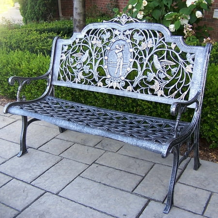 Oakland Living Golfer Cast Aluminum 50 in. Antique Pewter Bench