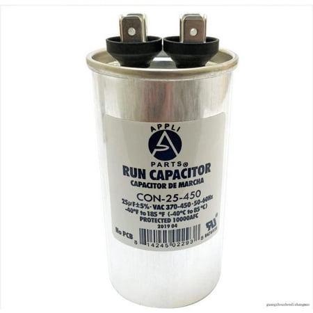 

appli parts run acitor for ac 25 mfd (microfarads) 370 vac or 450 vac cbb65 round universal fit for hvac and other applications in high in wide con-25-450