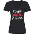 thumbnail image 3 of Inktastic 4th of July Red White Blessed Fireworks Women's V-Neck T-Shirt, 3 of 5