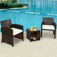 thumbnail image 2 of Patiojoy 3 PCS Patio Rattan Furniture Set Conversation Chair Set with Soft Cushion & Coffee Table White, 2 of 7