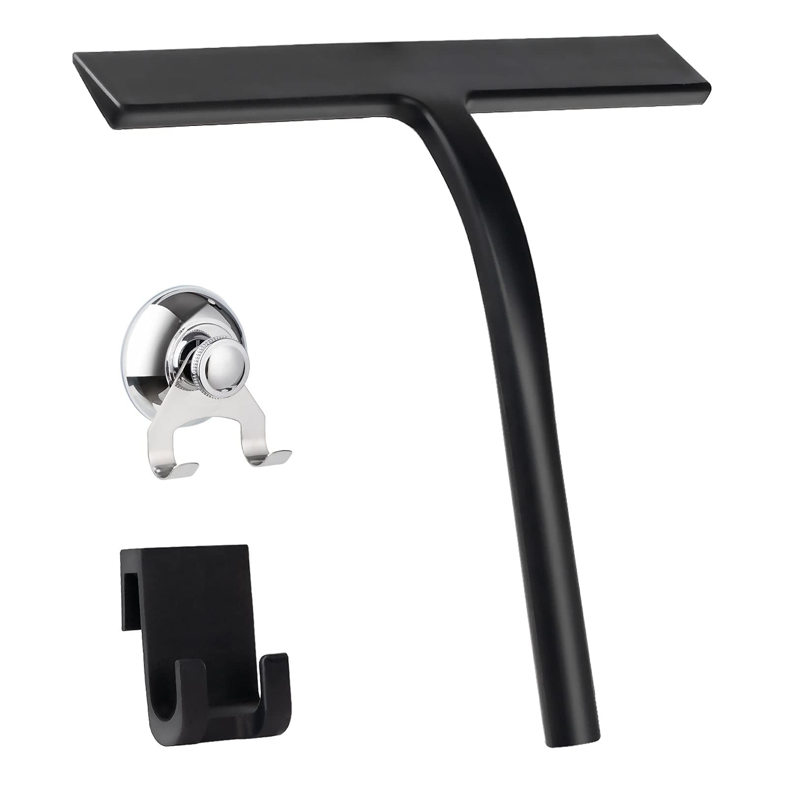 COSYLAND Shower Squeegee with Hook Stainless Steel Core Silicone