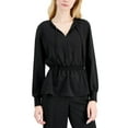 thumbnail image 2 of Alfani Smocked Peplum Top Deep Black S, 2 of 3