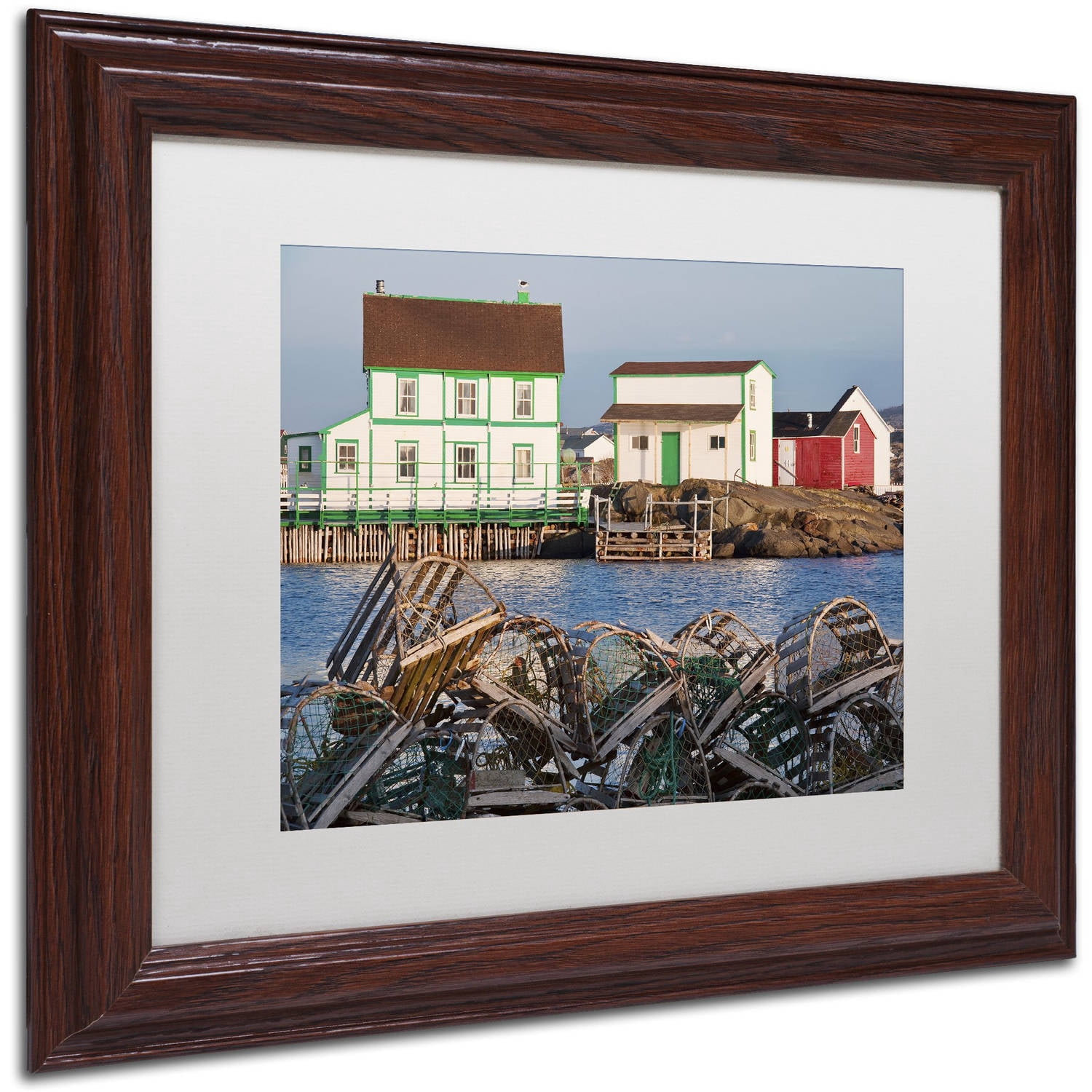 Trademark Fine Art "Lobster Traps" Canvas Art by Michael Blanchette Photography White Matte, Wood Frame