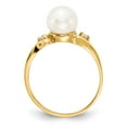 thumbnail image 2 of Solid 14k Yellow Gold Diamond and 7mm Pearl Ring Band with CZ Cubic Zirconia Size 5, 2 of 6