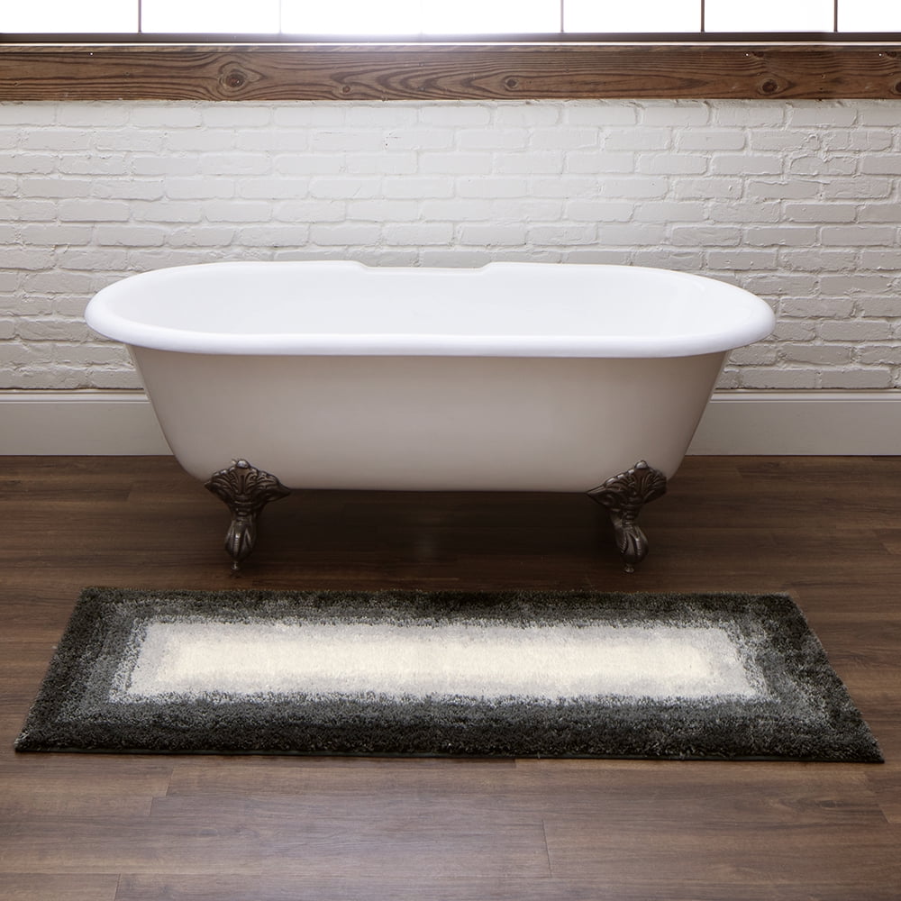 Mohawk Home Ombre Plush Pile Stain/Fade Resistant Non-Slip Machine Washable Bath Mat, Pewter, 2' x 5'