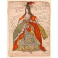 thumbnail image 2 of Léon Bakst 19x24 Gold Ornate Framed and Double Matted Museum Art Print Titled - Costume Design for the Queen from ‘Sleeping Beauty’ (1921), 2 of 4