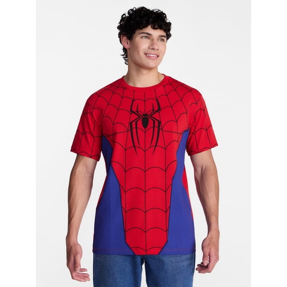 Spider-Man Men's and Big Men's Graphic Cosplay Tee and Beanie Set, 2-Piece, Sizes XS-3XL