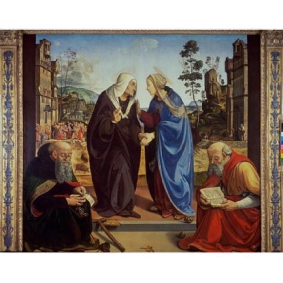 Posterazzi SAL900882 Visitation with St Nicholas & St Anthony Abbot C1490 Piero di Cosimo 1462-1521 Italian Oil on Wood Panel Poster Print - 18 x 24 in.