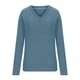 thumbnail image 4 of Suéter de cuello en V para mujer, suéter informal de invierno de color liso con cuello en V, manga larga, tejido suelto, top de poliéster para mujer, 4 of 8