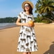 thumbnail image 4 of Fotbe Cow Vestido Largo de Moda para Mujer, Vestido Tipo Camiseta con Manga Corta y Estilo Casual a Rayas y Bloques de Color, 4 of 6