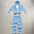 thumbnail image 5 of Iaqnaocc Mens Sweat Suit 2 Piece Set Athletic Casual Zip Up Hoodie and Wide Leg Sweatpants Work Out Fall Sweatsuits for Men with Pocket Sky Blue M, 5 of 6