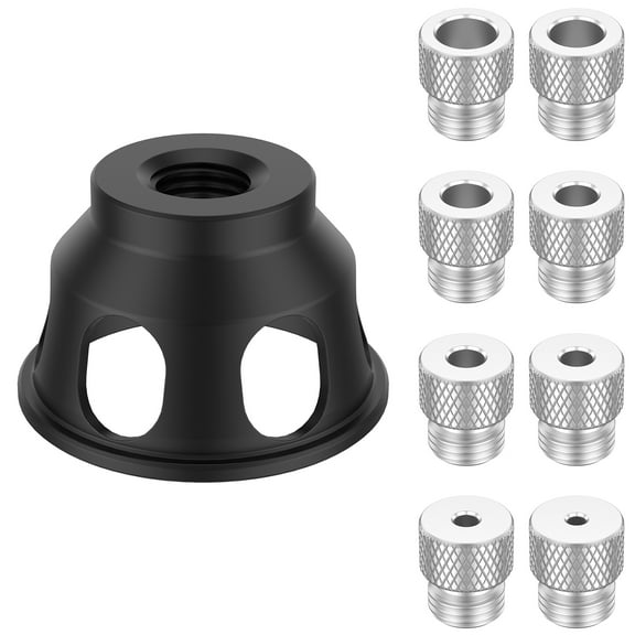 Vertical Drill Guide Doweling Jig Kit Self Centering Dowel Drill Guide with 3-10mm 8 Drill Sleeves Aluminum Alloy Drill Positioning Pocket Hole Jig Hole Puncher for Carpentry Tool